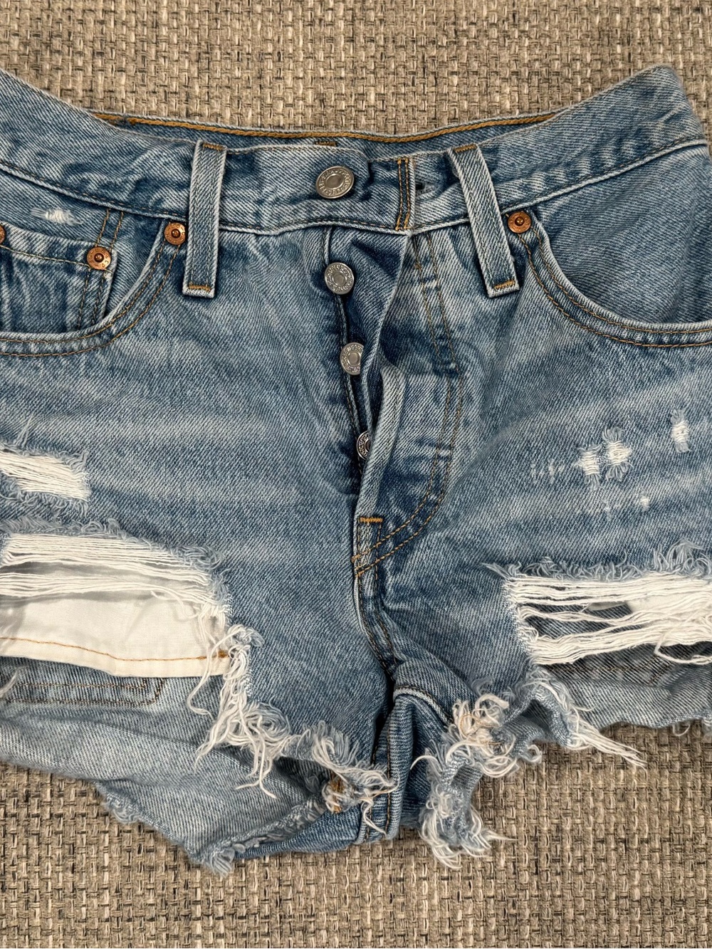 Levi’s Denim Distressed High-Rise Women’s Shorts - Light Blue